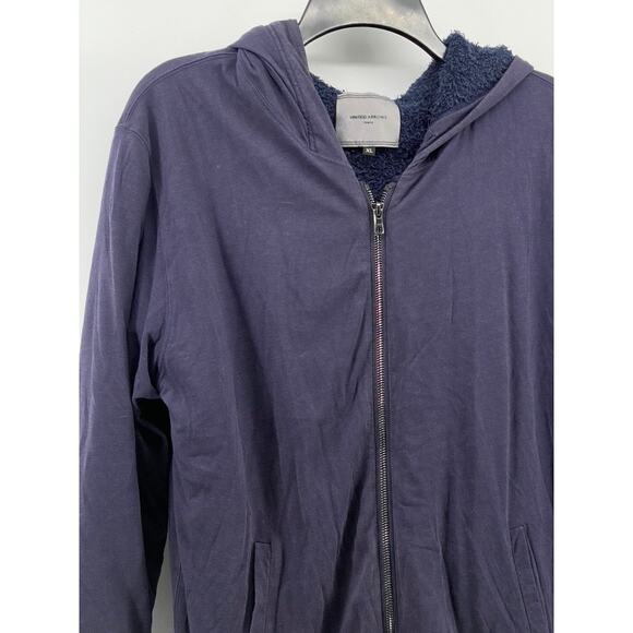 UNITED ARROWS Men's Dark Blue Heavyweight Teddy Fleece Zip-Up Jacket SZ XL - Picture 3 of 9